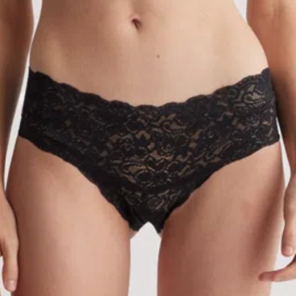 NWT Quince Stretch Lace Cheeky Brief 3 pack in Black Sz S